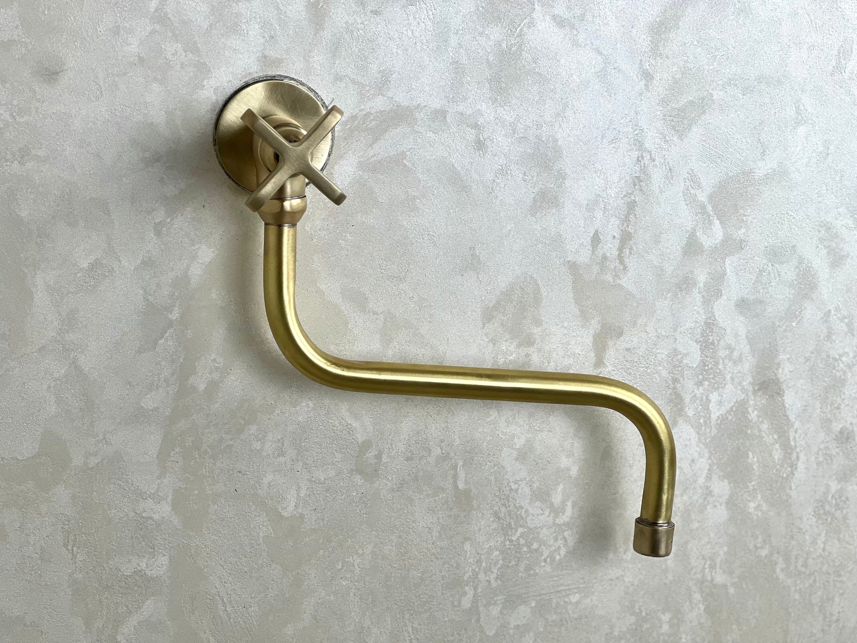 Unlacquered Brass Pot Filler Faucet – Single Handle Solid Brass Kitchen Faucet, Traditional Style for Kitchen Use