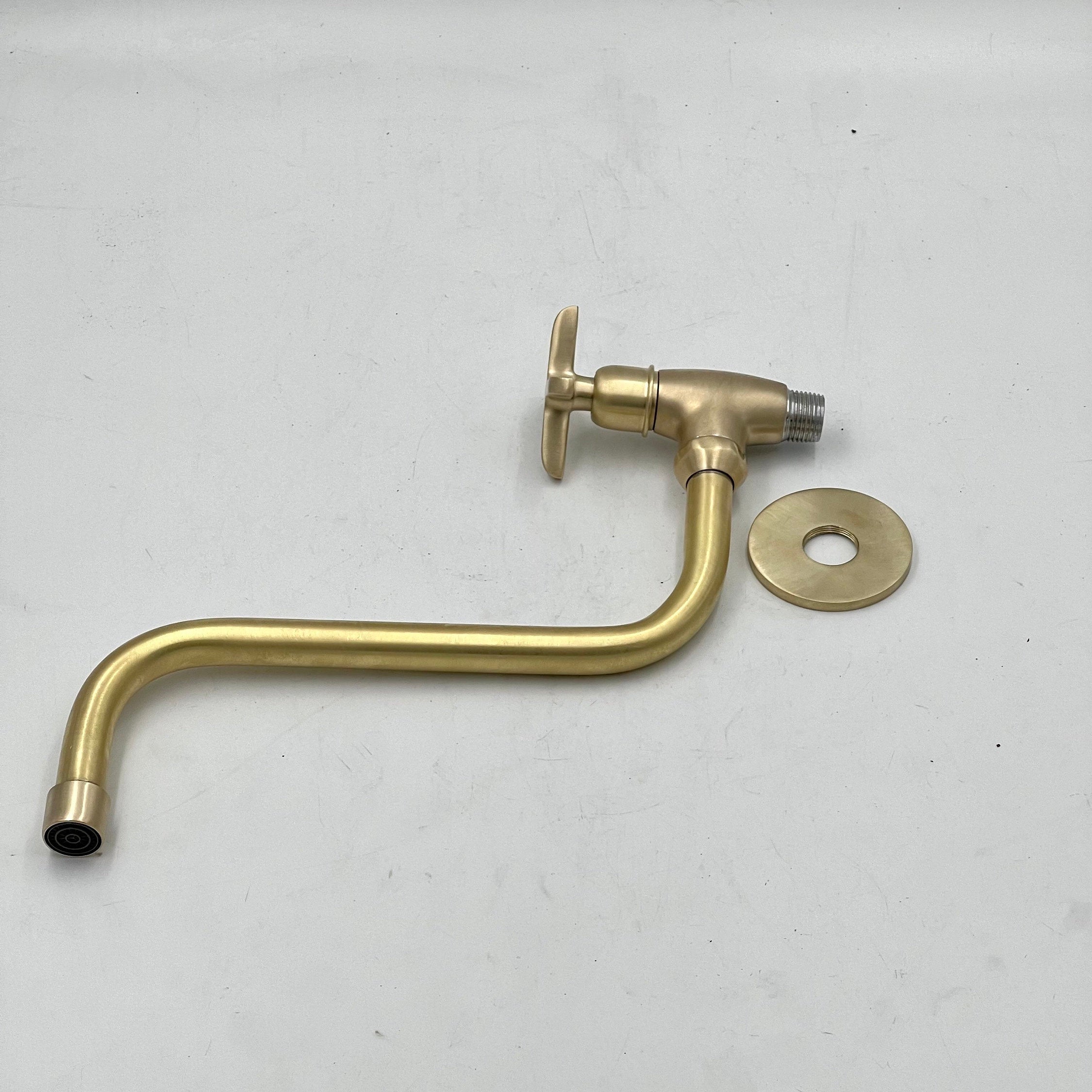 Unlacquered Brass Pot Filler Faucet – Single Handle Solid Brass Kitchen Faucet, Traditional Style for Kitchen Use