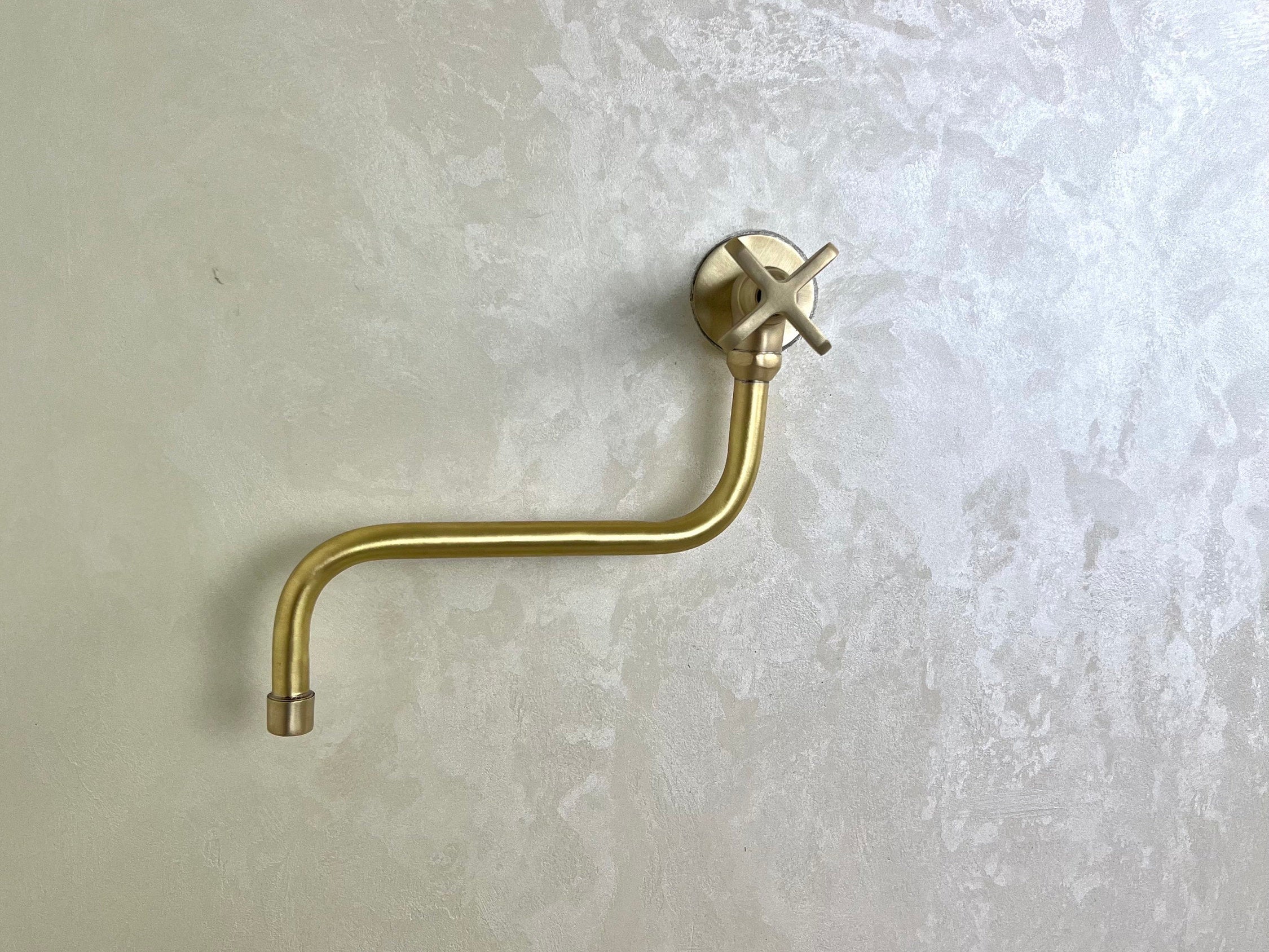 Unlacquered Brass Pot Filler Faucet – Single Handle Solid Brass Kitchen Faucet, Traditional Style for Kitchen Use