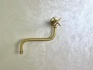 Unlacquered Brass Pot Filler Faucet – Single Handle Solid Brass Kitchen Faucet, Traditional Style for Kitchen Use