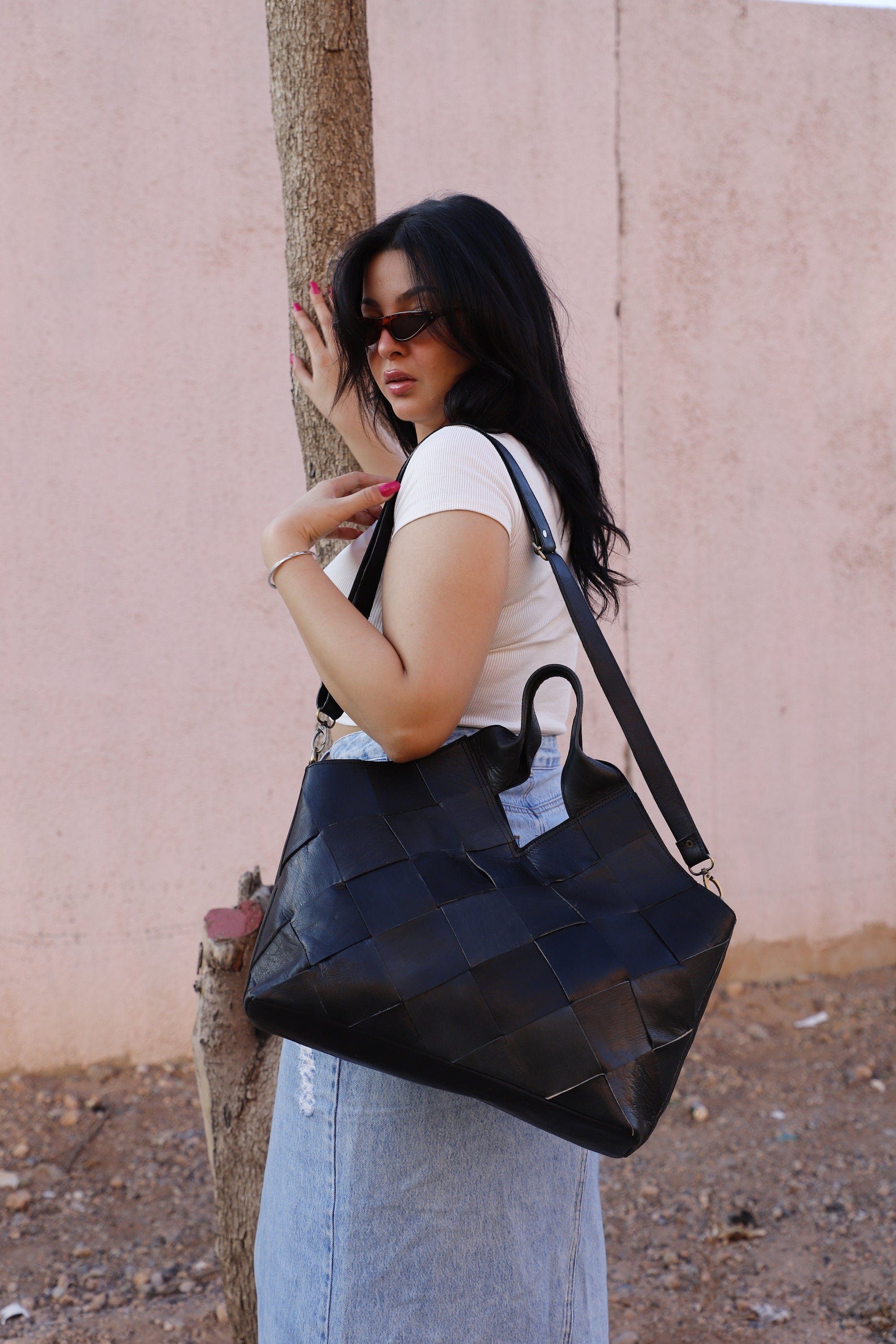 Black Boho cowgirl bag, Black Braided Leather bag, Black leather Braided Bag, Black Braided western purse, Braided boho crossbody bag women