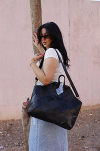 Black Boho cowgirl bag, Black Braided Leather bag, Black leather Braided Bag, Black Braided western purse, Braided boho crossbody bag women