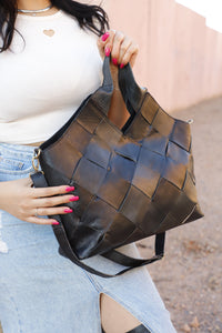 Black Boho cowgirl bag, Black Braided Leather bag, Black leather Braided Bag, Black Braided western purse, Braided boho crossbody bag women
