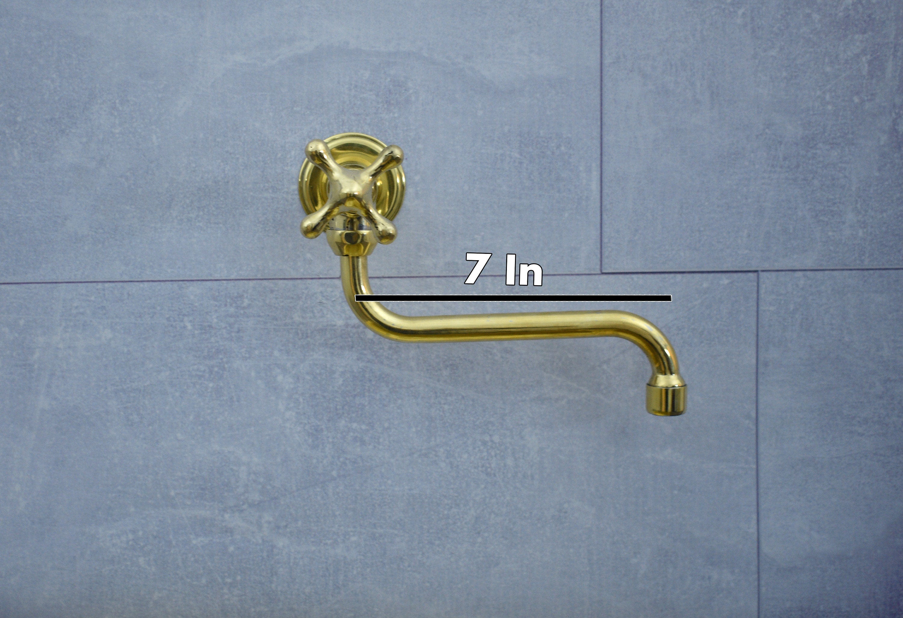 Solid Unlacquered Brass Pot Filler Kitchen Faucet – Wall Mounted Faucet with Cross Handle