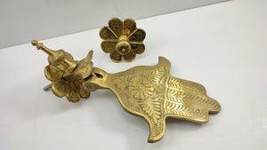 Unlaquered Brass Vintage Moroccan Hamsa Hand Door Knocker