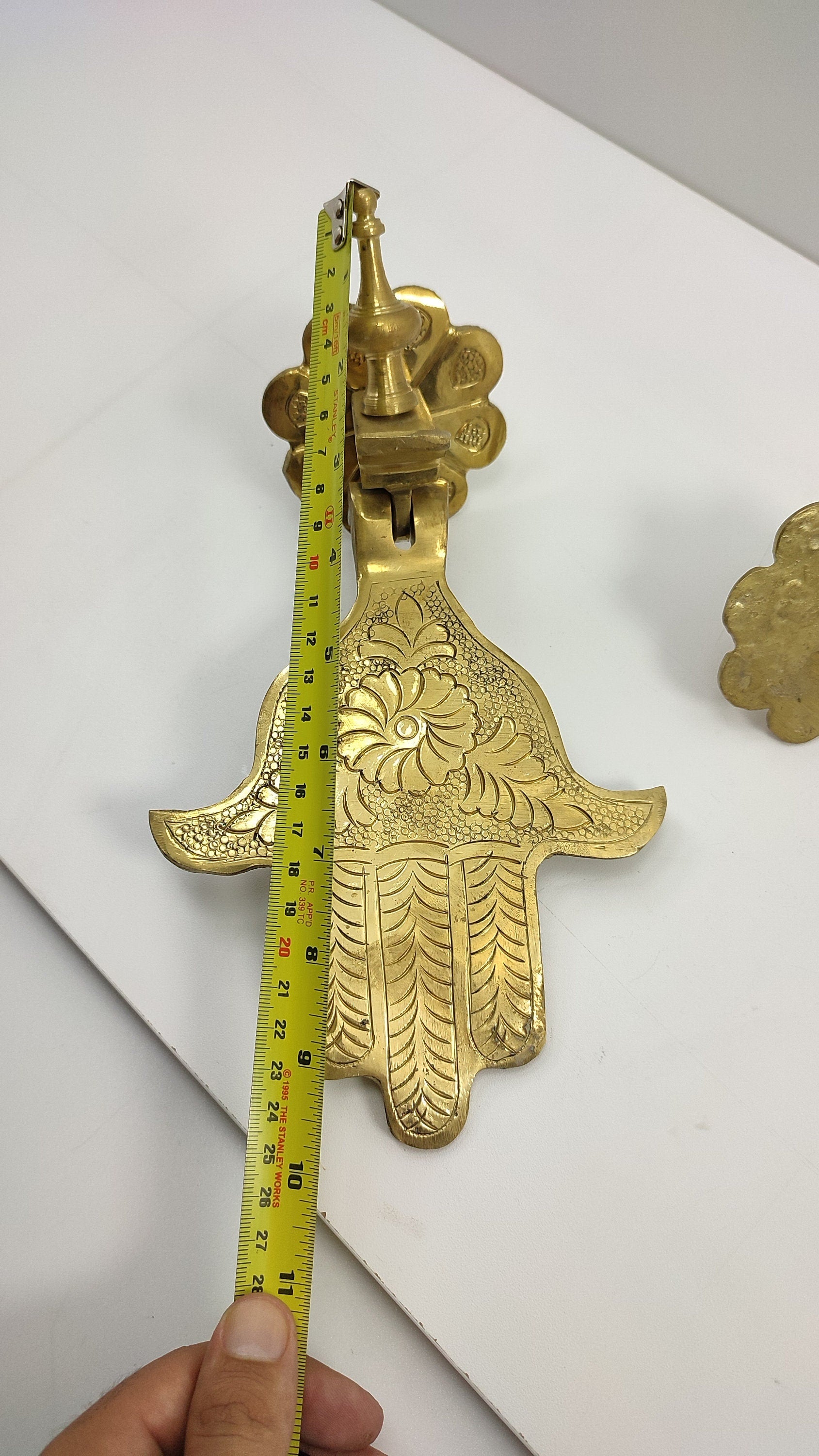 Unlaquered Brass Vintage Moroccan Hamsa Hand Door Knocker