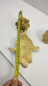 Unlaquered Brass Vintage Moroccan Hamsa Hand Door Knocker