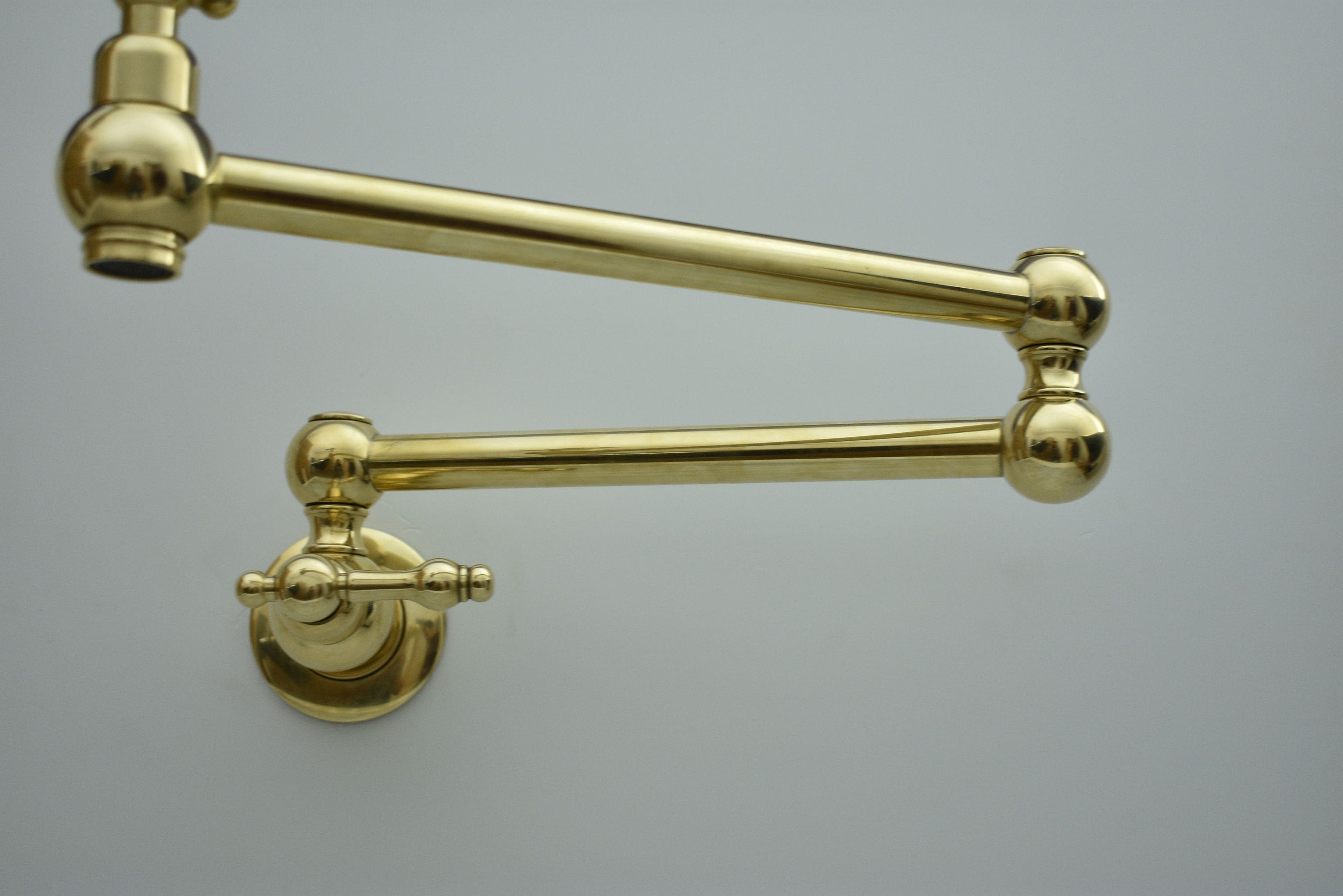 Solid Brass Pot Filler Faucet – Brass Wall Mount Kitchen Faucet | 21” Stove Pot Filler with Dual Handles