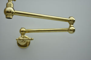 Solid Brass Pot Filler Faucet – Brass Wall Mount Kitchen Faucet | 21” Stove Pot Filler with Dual Handles