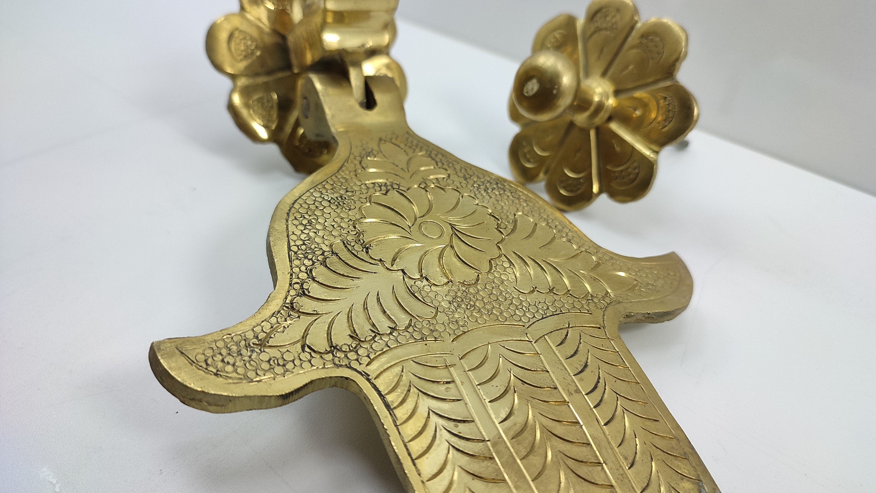 Unlaquered Brass Vintage Moroccan Hamsa Hand Door Knocker