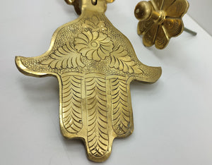 Unlaquered Brass Vintage Moroccan Hamsa Hand Door Knocker