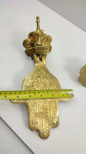 Unlaquered Brass Vintage Moroccan Hamsa Hand Door Knocker