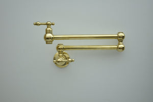Solid Brass Pot Filler Faucet – Brass Wall Mount Kitchen Faucet | 21” Stove Pot Filler with Dual Handles