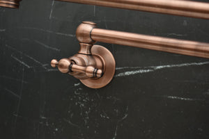 Handmade Copper Pot Filler Faucet – Wall Mount Kitchen Stove Faucet with Dual Brass Handles