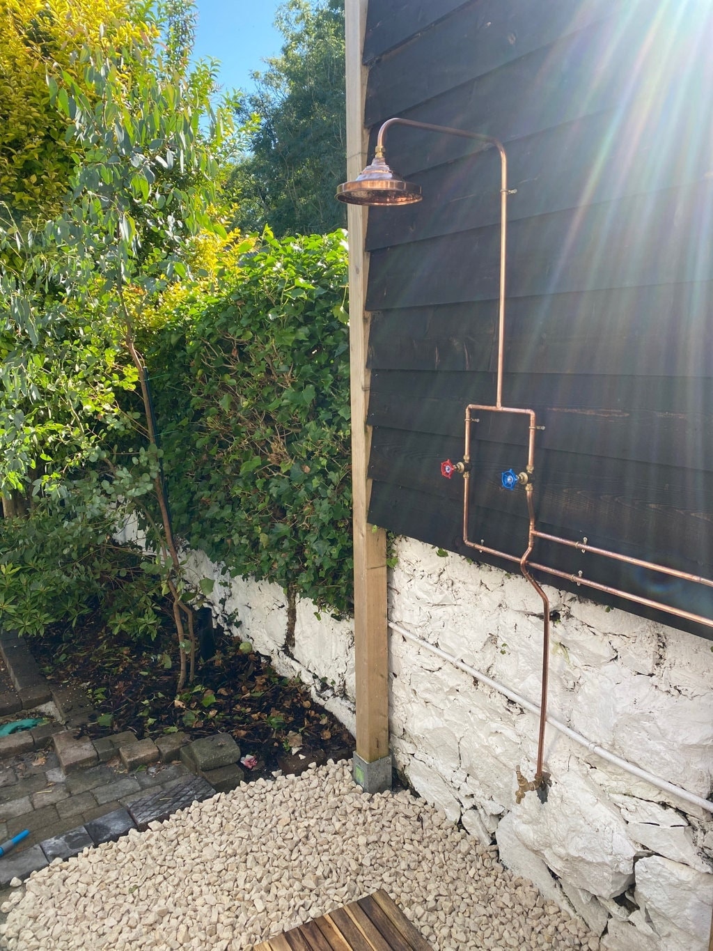 Unlacquered Copper Outdoor Shower Head – Finish Rain Shower for Garden, Pool, or Bathroom