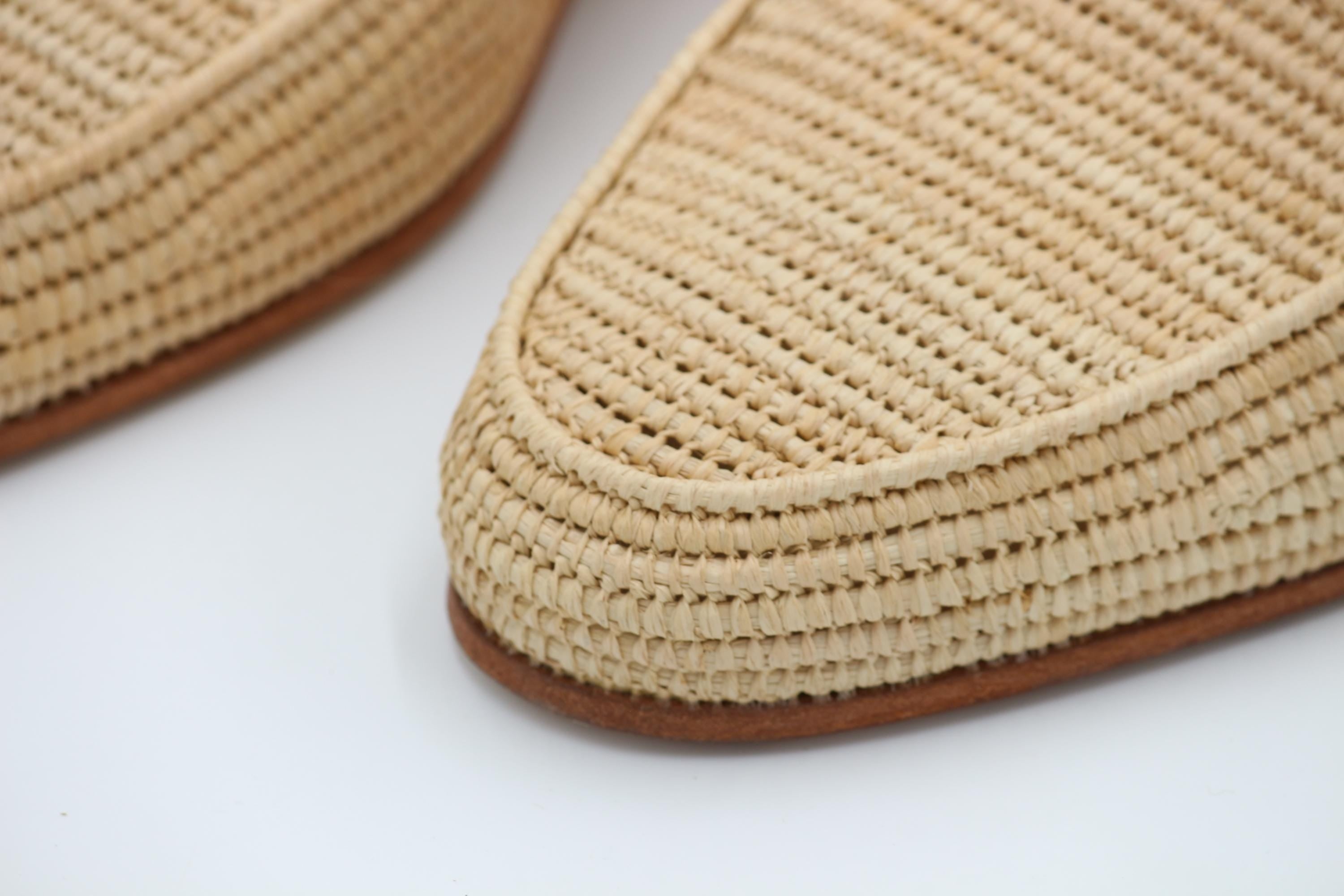 Men’s Handmade Raffia Wedding Shoes – Moroccan Raffia Loafers