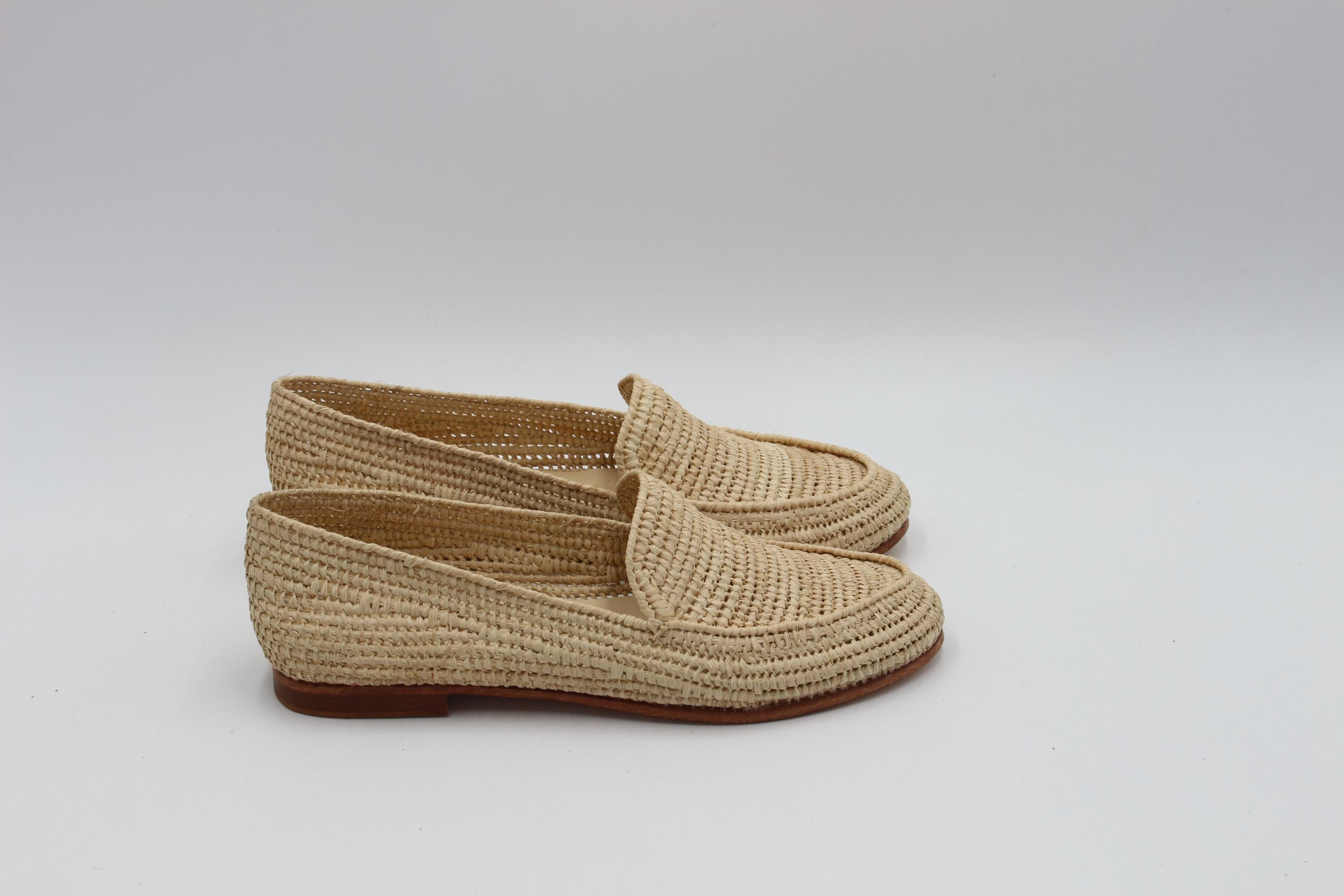 Handmade Moroccan Raffia Slippers for Women – Wedding Mules, Stylish Gift Idea, Natural Braided Design