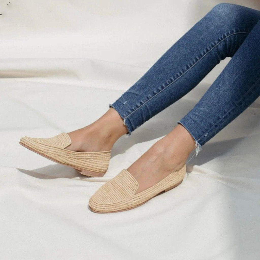 Handmade Moroccan Raffia Slippers for Women – Wedding Mules, Stylish Gift Idea, Natural Braided Design