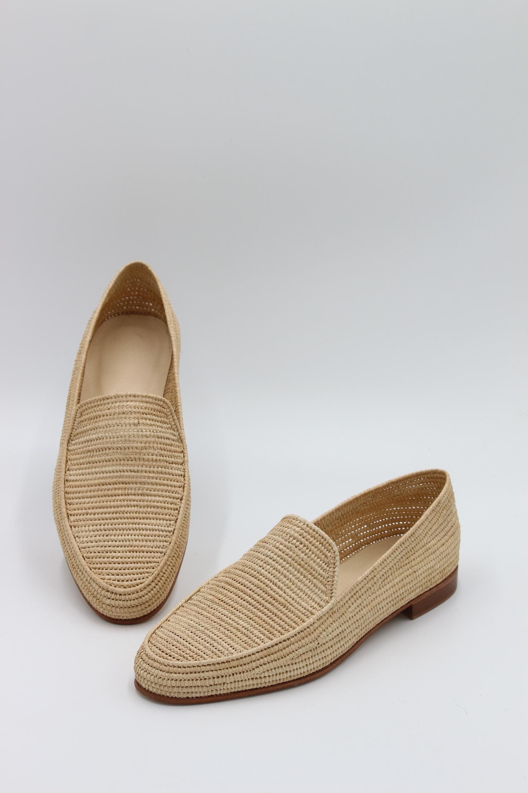 Men’s Handmade Raffia Wedding Shoes – Moroccan Raffia Loafers