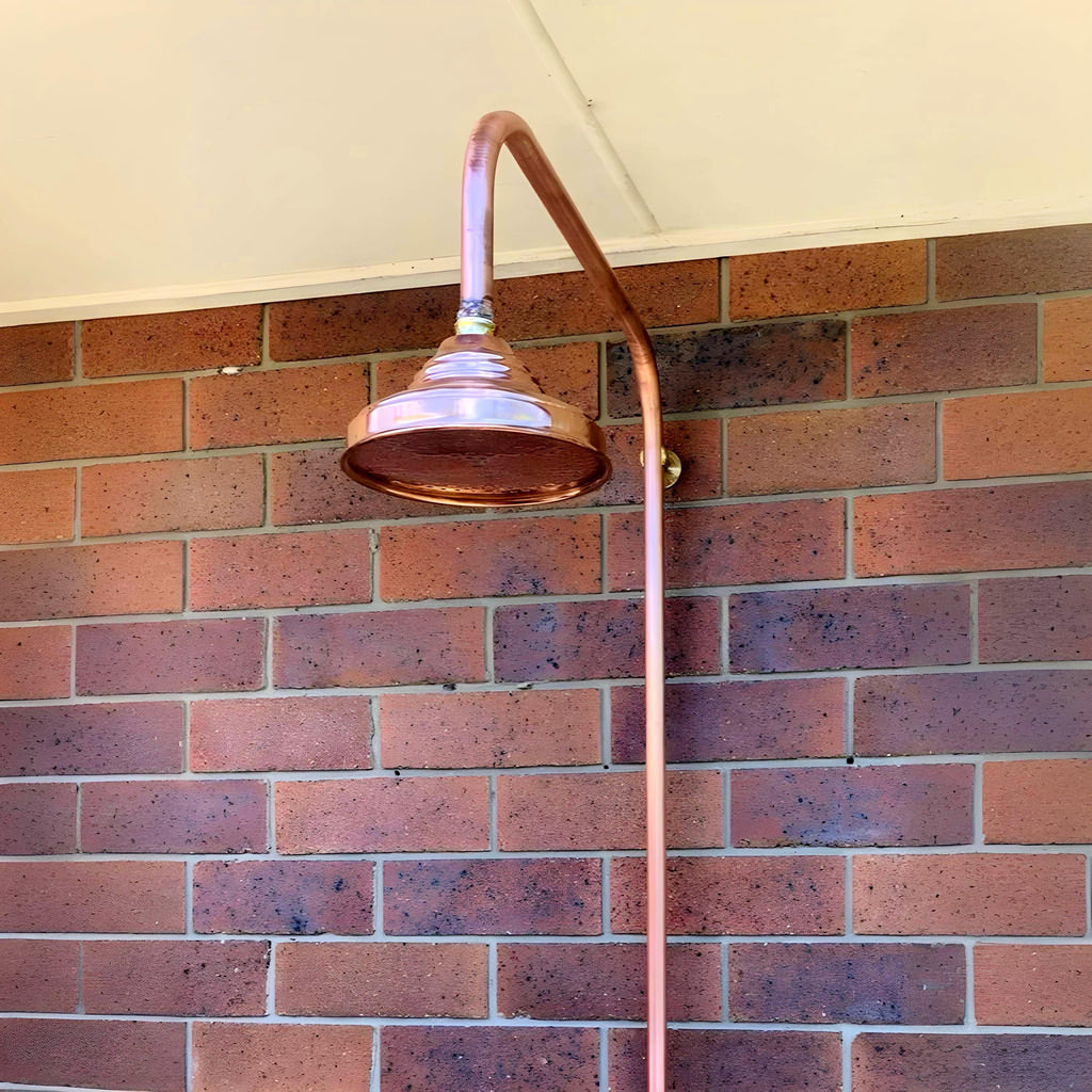 Handcrafted Copper Rain Shower Head – Outdoor & Indoor High-Pressure Unlacquered Finish (4"–8")