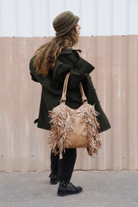 Women Boho Fringe Leather Bag, Brown Western tote Bag, Fringed Moroccan Leather Purse, Cowgirl Fringe Bag, Bohemian Leather women Handbag