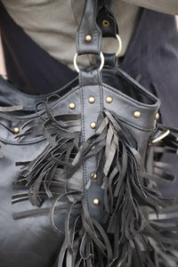 Women Boho Fringe Leather Bag, Brown Western tote Bag, Fringed Moroccan Leather Purse, Cowgirl Fringe Bag, Bohemian Leather women Handbag