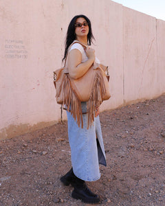 Leather Fringe Tote Bag - Boho Western Crossbody Bag - Festival Fringe Handbag - Coachella Inspired Shoulder Bag - Handmade bag Gift for Her