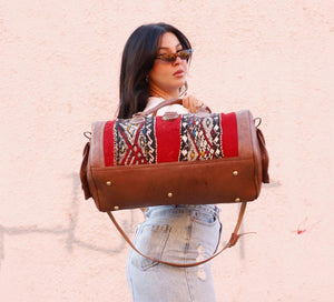 Kilim Weekender Bag, Kilim duffle travel bag, kilim Duffle Bag, Moroccan Leather duffle bag, Unisex Kilim Weekender Bag, hipster travel bag