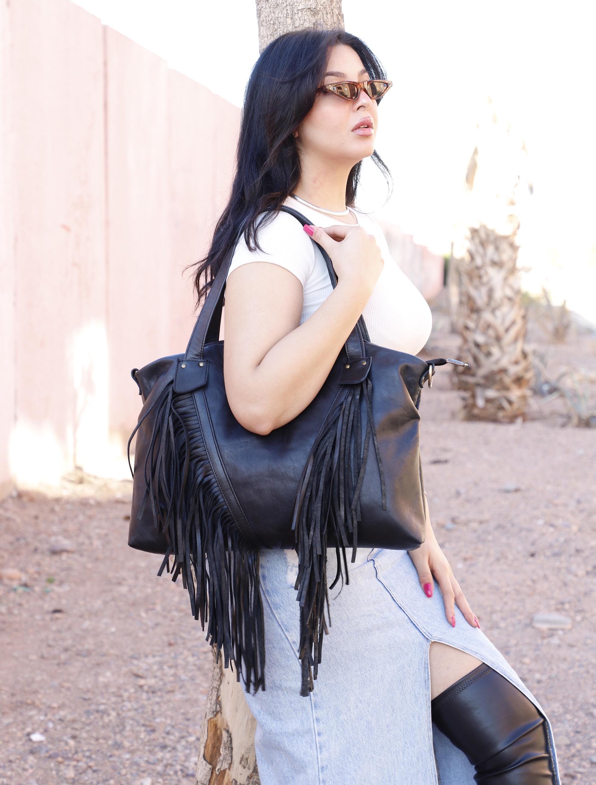 Festival Fringe Leather bag, Coachella western fringe bag, Boho cowgirl bag, Fringe tote bag, Fringe western bag, fringe boho crossbody bag