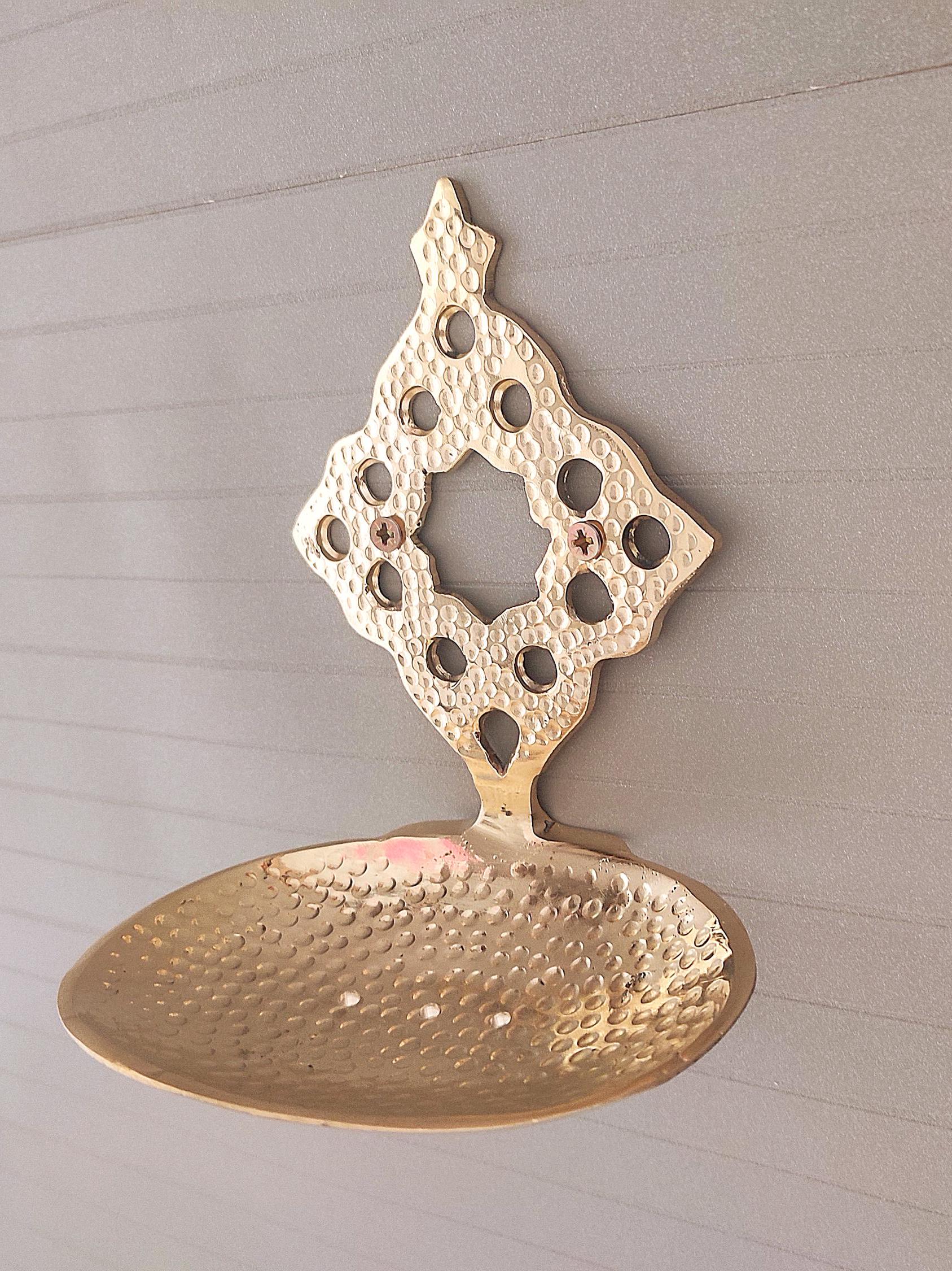 Handcrafted Hammered Brass Soap Dish , Unlacquered Wall-Mounted Soap Holder