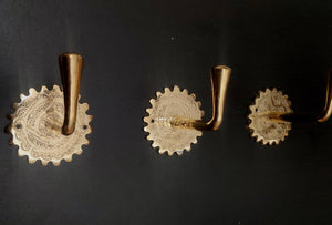 Engraved Brass Wall Hook , Handcrafted Vintage Coat and Towel Hanger, Decorative Moroccan Wall Mount Hook for Home & Bathroom