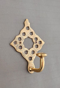 Handmade Brass Wall Hook , Vintage Moroccan Coat Hook – Decorative Towel Hanger , Rustic Entryway Hook , Solid Brass Wall Decor