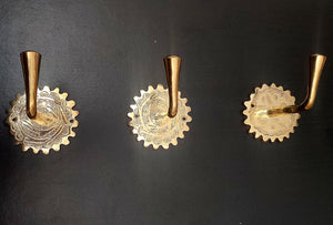 Engraved Brass Wall Hook , Handcrafted Vintage Coat and Towel Hanger, Decorative Moroccan Wall Mount Hook for Home & Bathroom
