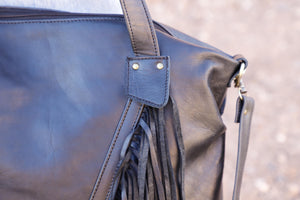 Leather Fringe Tote Bag - Boho Western Crossbody Bag - Festival Fringe Handbag - Coachella Inspired Shoulder Bag - Handmade bag Gift for Her