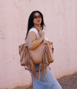 Leather Fringe Tote Bag - Boho Western Crossbody Bag - Festival Fringe Handbag - Coachella Inspired Shoulder Bag - Handmade bag Gift for Her