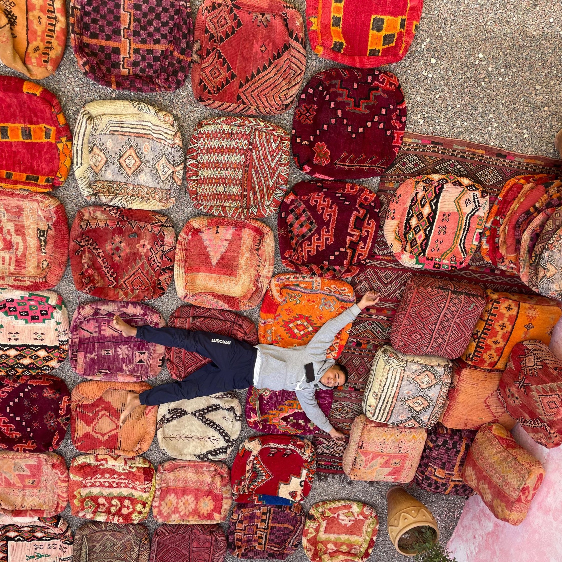 pouf Handwoven Berber Kilim 60x60 Moroccan pouf- Bohemian Decor - pouf cover - Shaggy Wool Floor Cushion - Berber Pillow-vintage moroccan