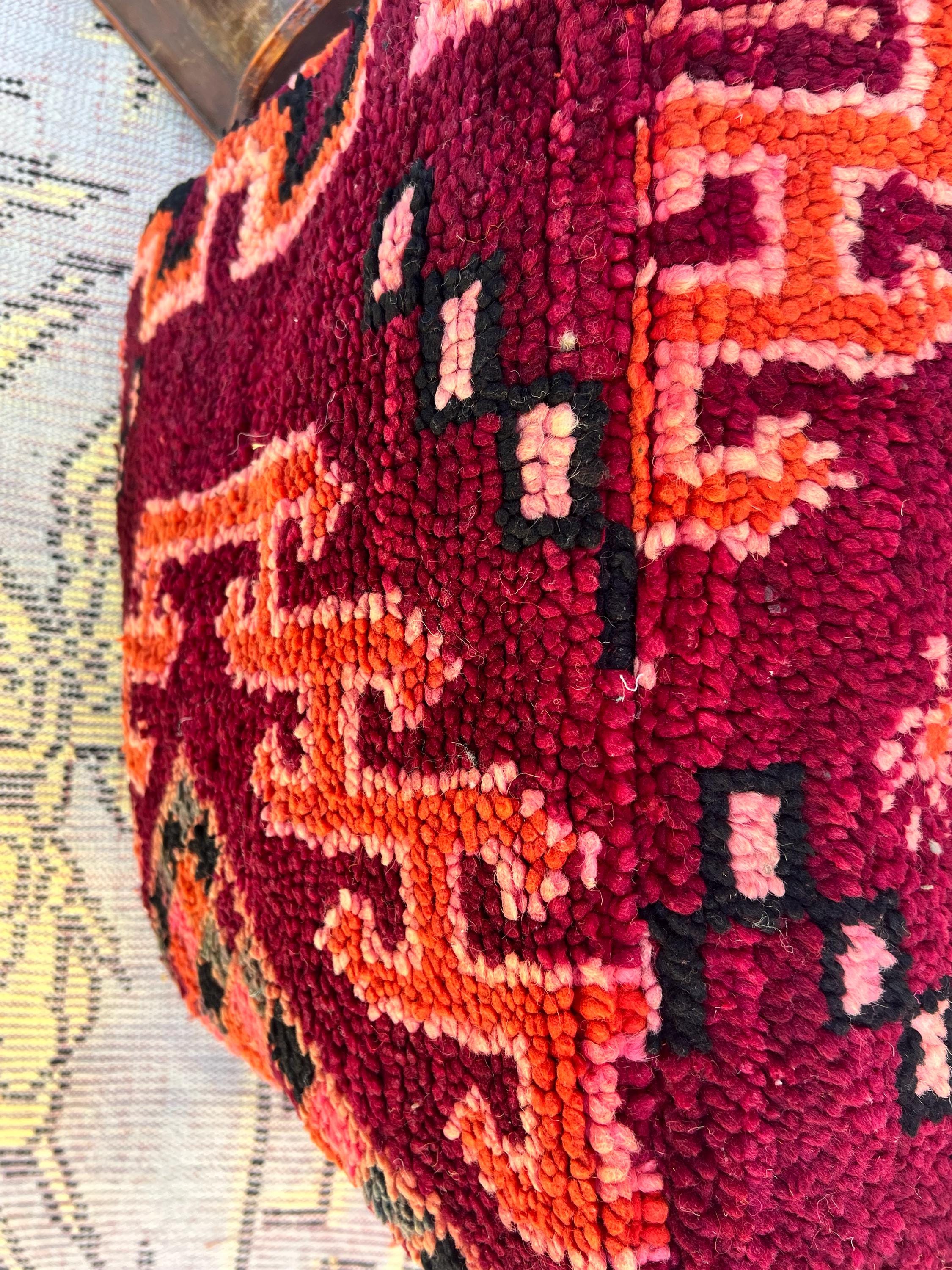 pouf Handwoven Berber Kilim 60x60 Moroccan pouf- Bohemian Decor - pouf cover - Shaggy Wool Floor Cushion - Berber Pillow-vintage moroccan