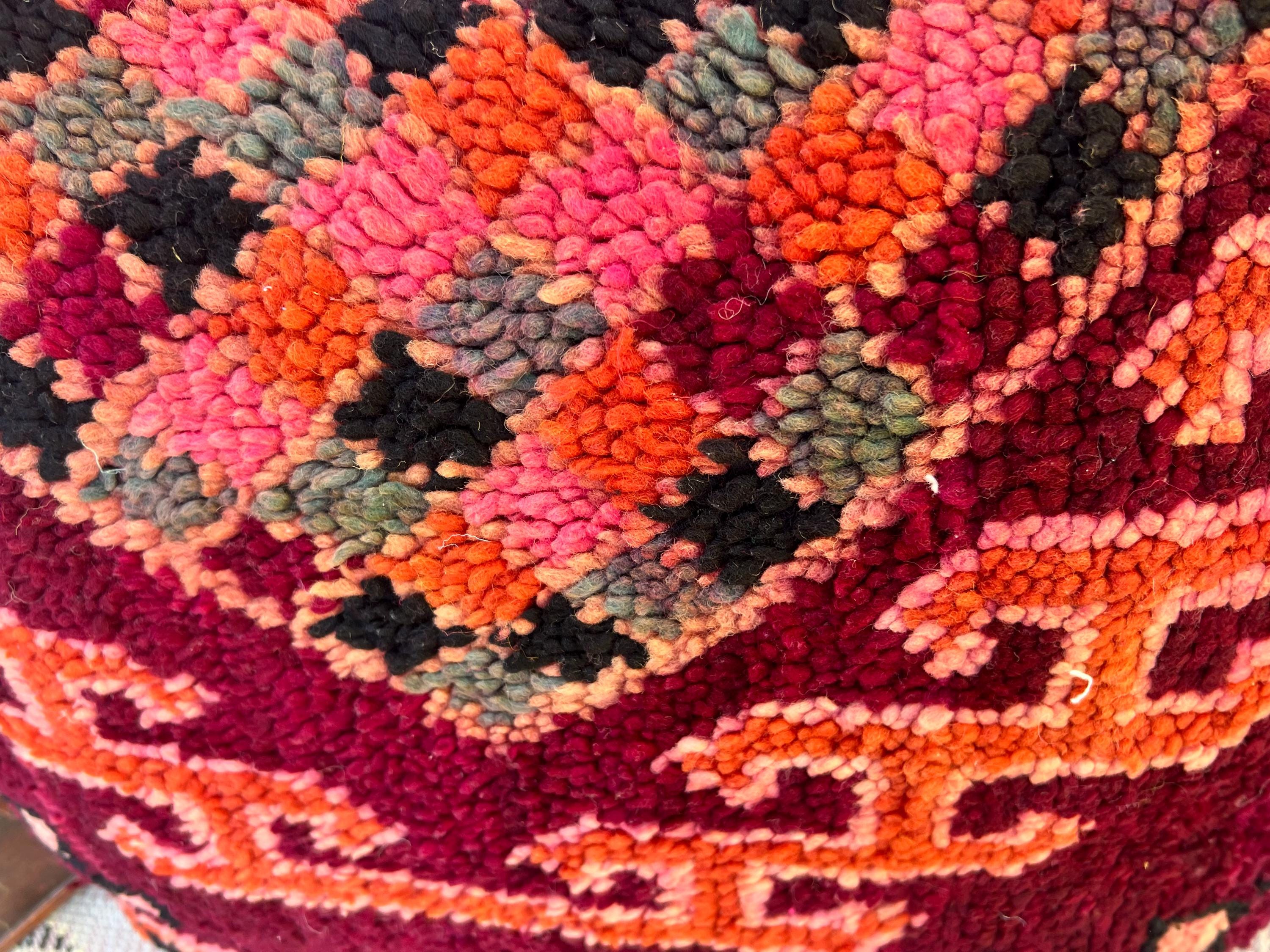 pouf Handwoven Berber Kilim 60x60 Moroccan pouf- Bohemian Decor - pouf cover - Shaggy Wool Floor Cushion - Berber Pillow-vintage moroccan