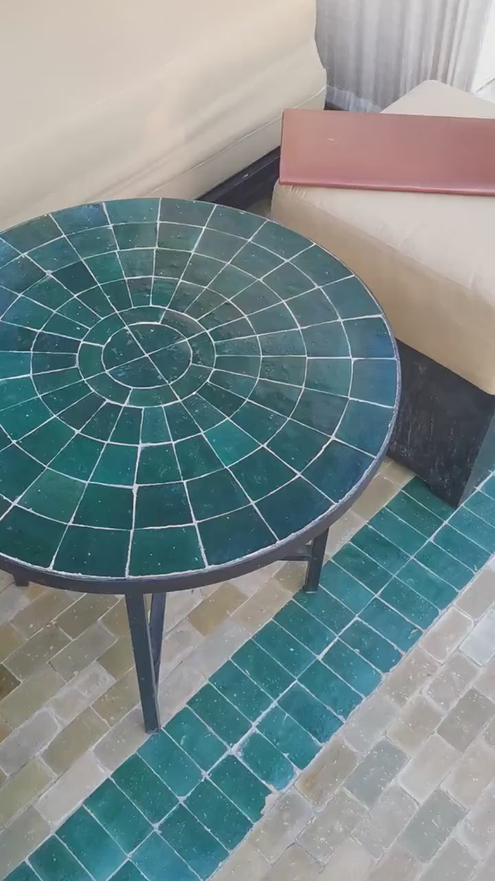 Green Mosaic Table Handmade Coffee Table For Outdoor & Indoor