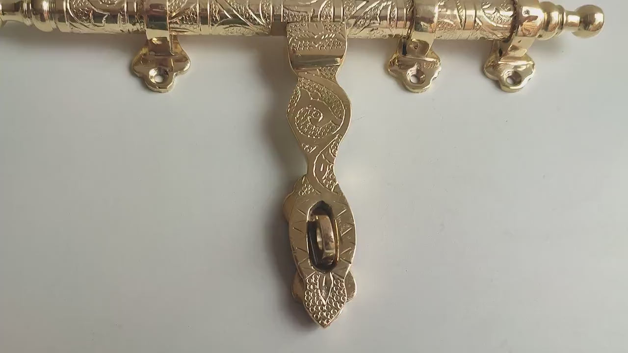 Moroccan Handmade Solid Brass Sliding Door Bolt and Latch Kit