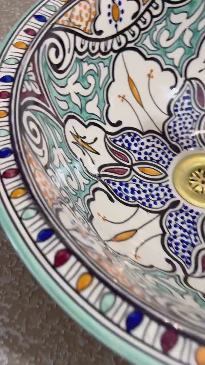 Artisan Moroccan Ceramic Sink - Handcrafted Elegance