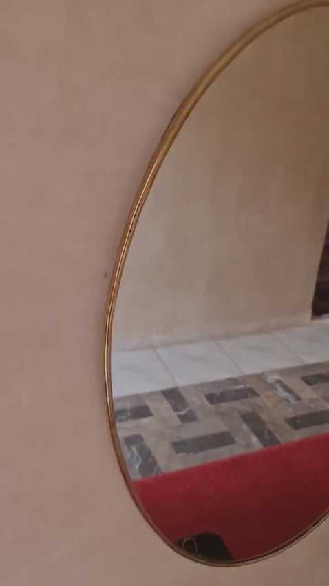 Handmade Oval Antiqued Brass Mirror – Aged Brass Wall Mirror for Bathroom, Living Room & Entryway Decor