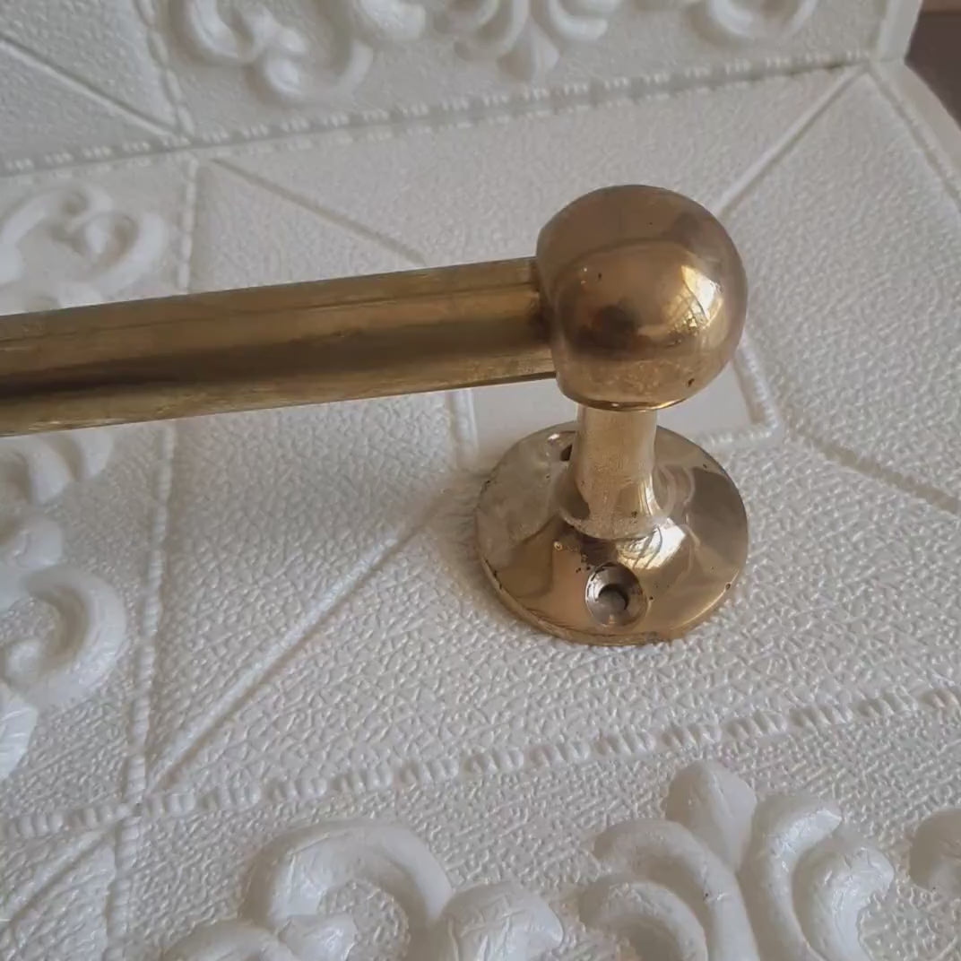 Antique Style Unlacquered Brass Pot Rack | Wall Mounted Kitchen Rack with S Hooks