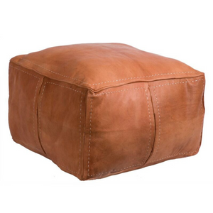 Large Square Leather Ottoman