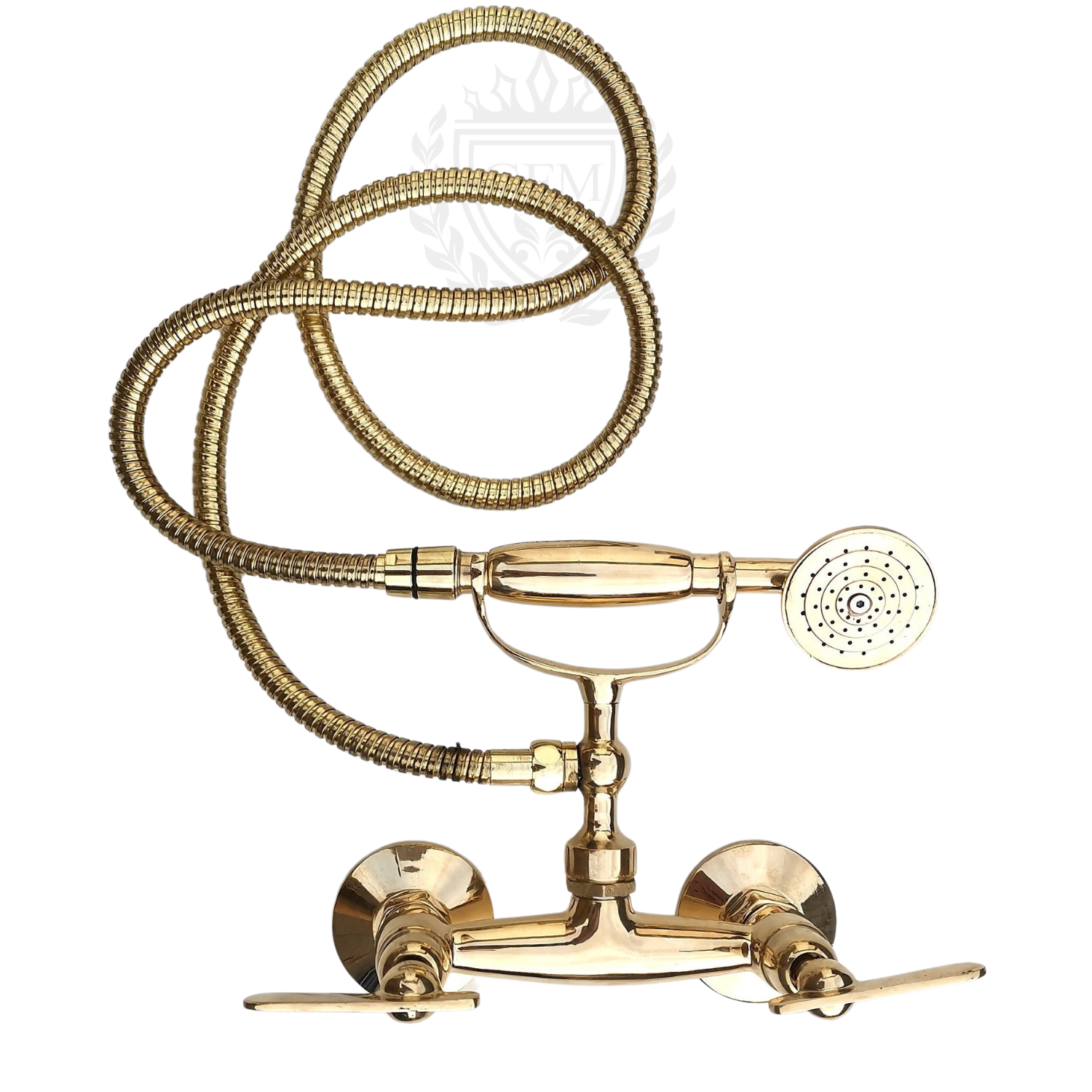 Unlacquered Brass Shower System with Telephone Handheld | Wall Mounted Vintage Brass Shower Set