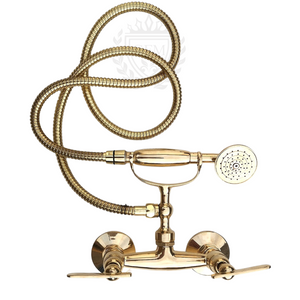Unlacquered Brass Shower System with Telephone Handheld | Wall Mounted Vintage Brass Shower Set