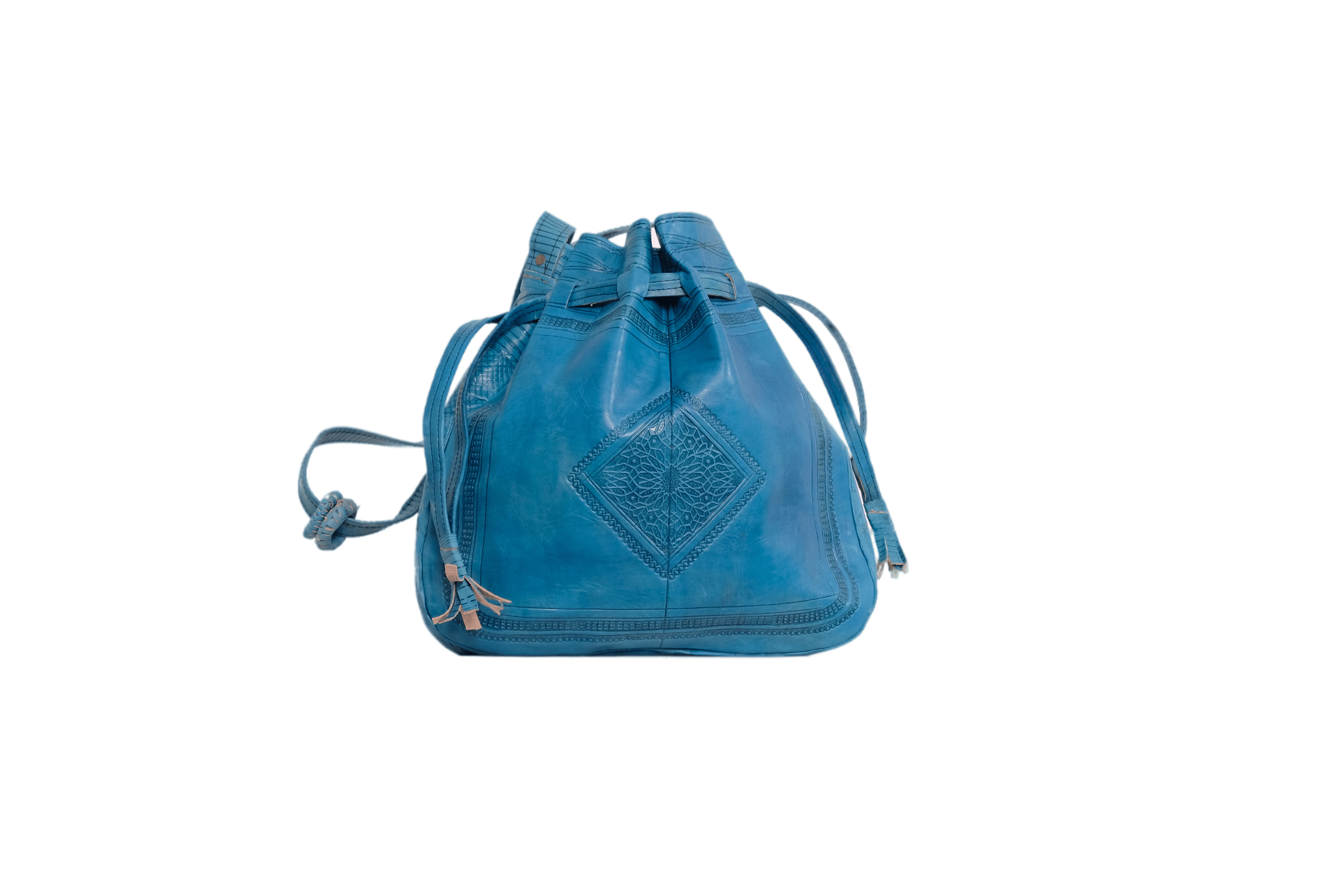 Moroccan leather bag Blue