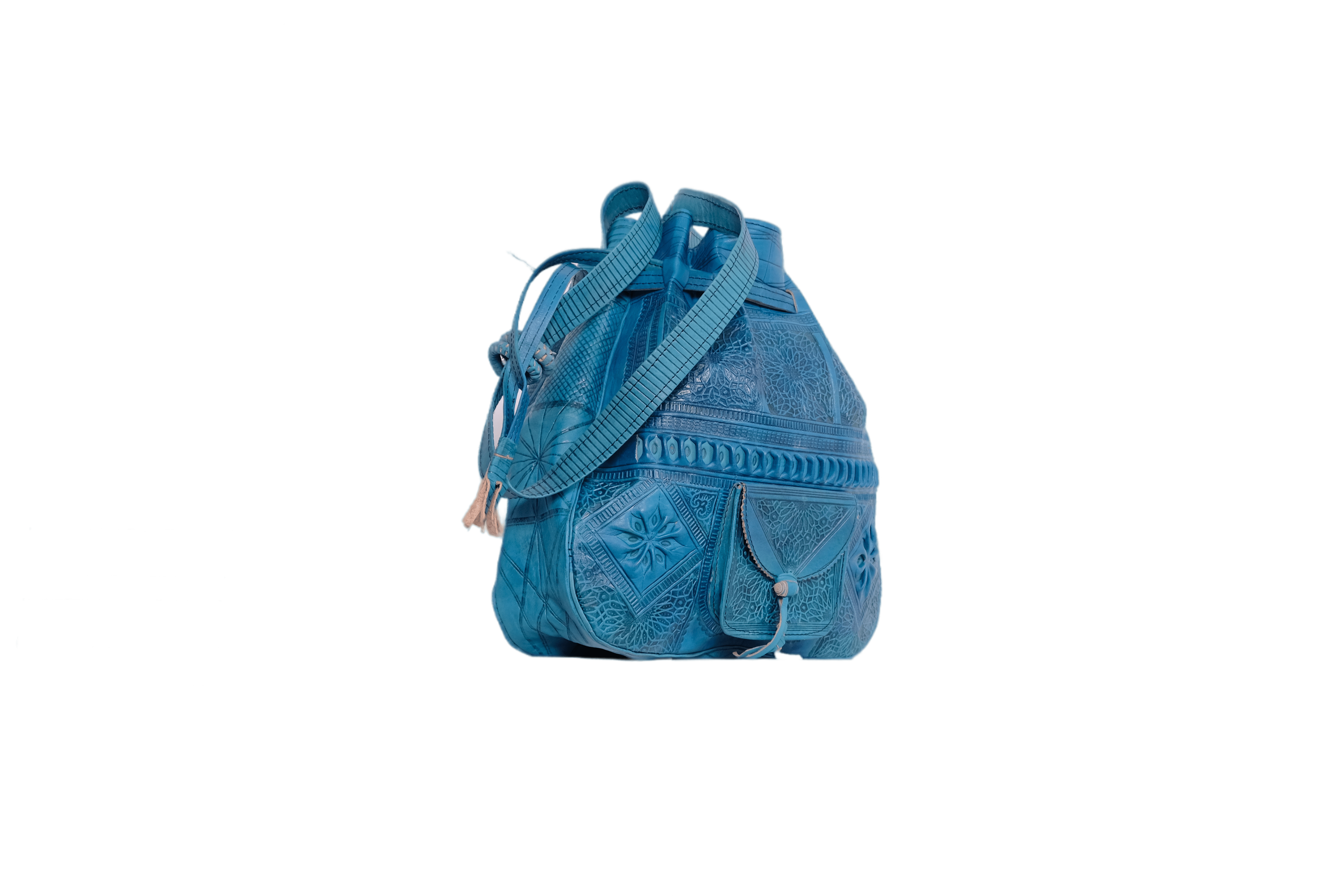 Moroccan leather bag Blue