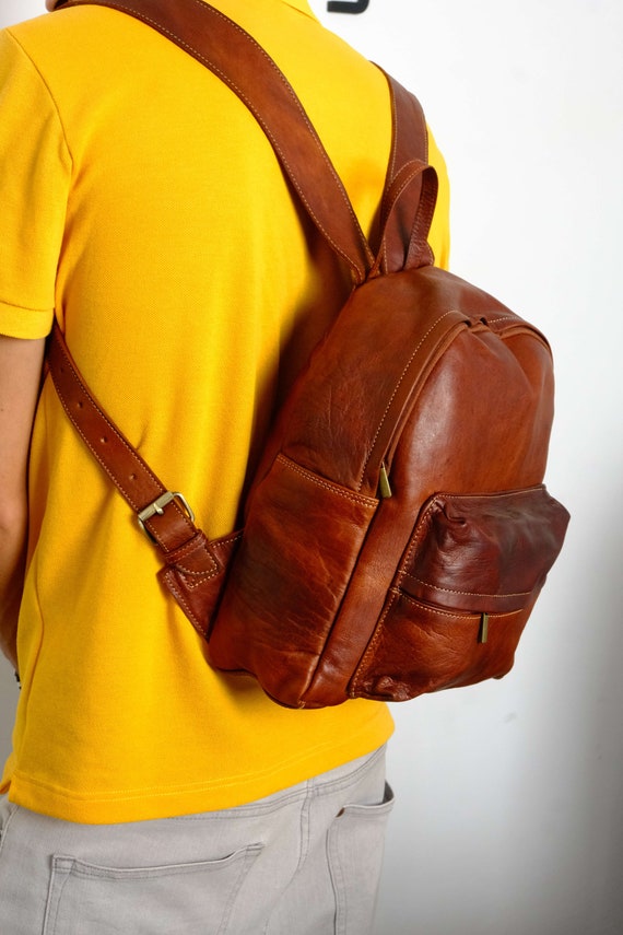 Travel Backpack , Black Leather Backpack