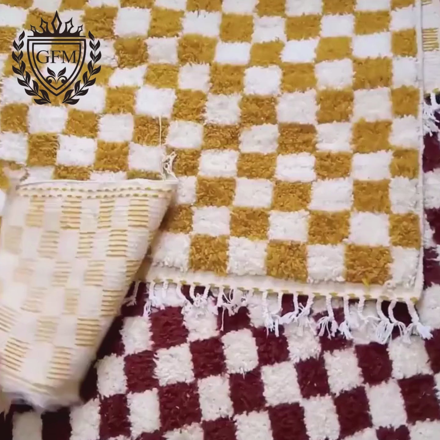 Brown Checkered area rug - Moroccan Berber rug